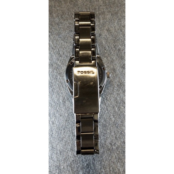 Fossil AM-4175 Pink MoP & Crystals Date Dial Stainless Steel‎ Womens 28mm Watch - Picture 7 of 14